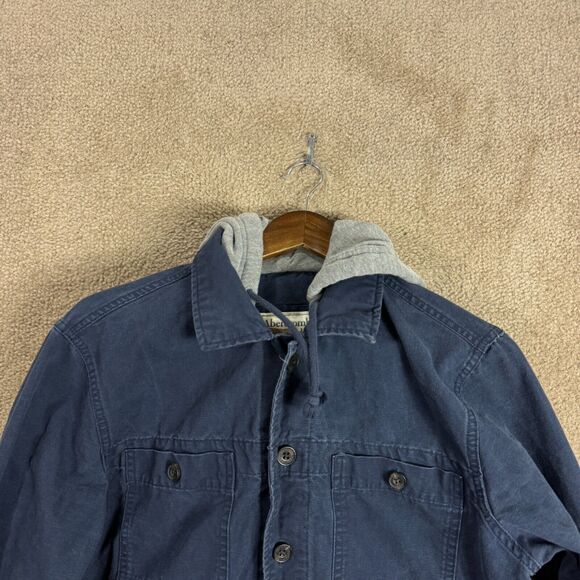 Abercrombie & Fitch Jacket Mens Size Large Navy Button Front with Hood Military - Picture 2 of 10